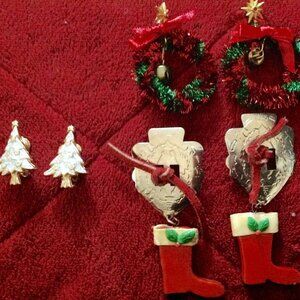 Vintage Christmas Clip Back Earring Lot